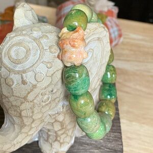 Coral Jade Drum Beads with CJ baby cow.